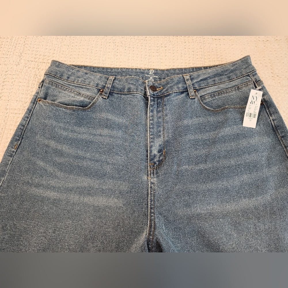NY&Co Classic Blue Wide-Leg Women Jeans Snapaway Slit Size 18 Boho Grunge NWT - Picture 5 of 11